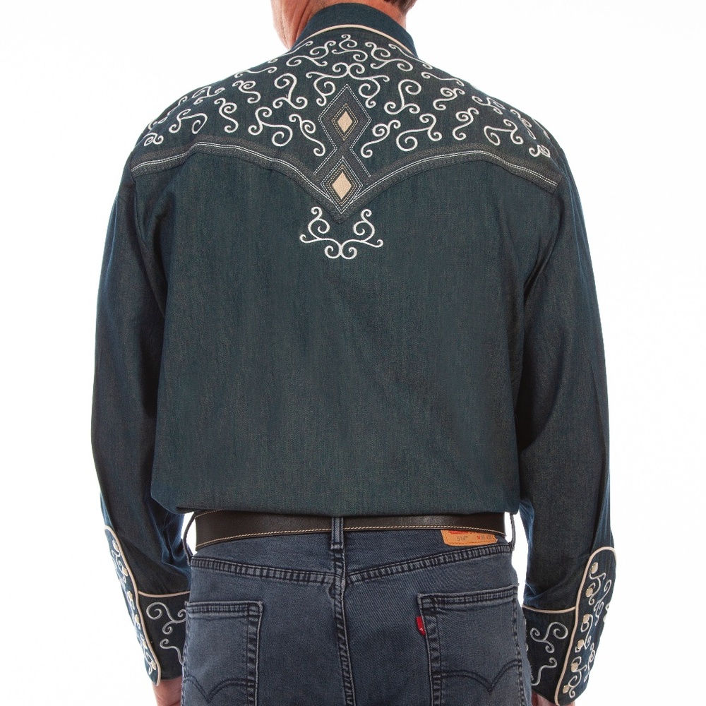 Legendary Scully Tooled Men's Diamond Jim Western Shirt in Size S, M, L, XL, 2X,